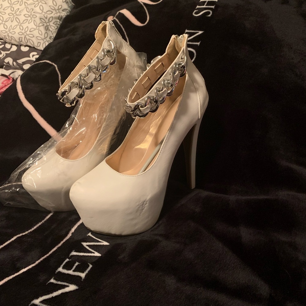 White Heels with Chain